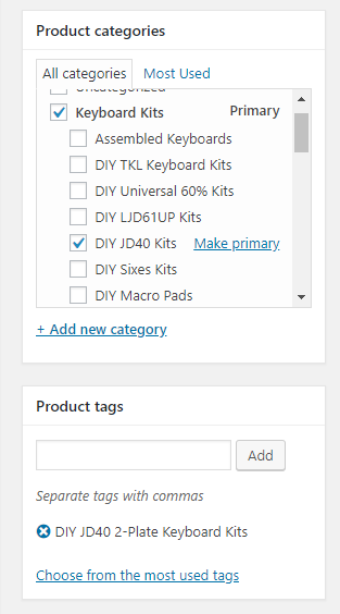 Product Tags & Categories