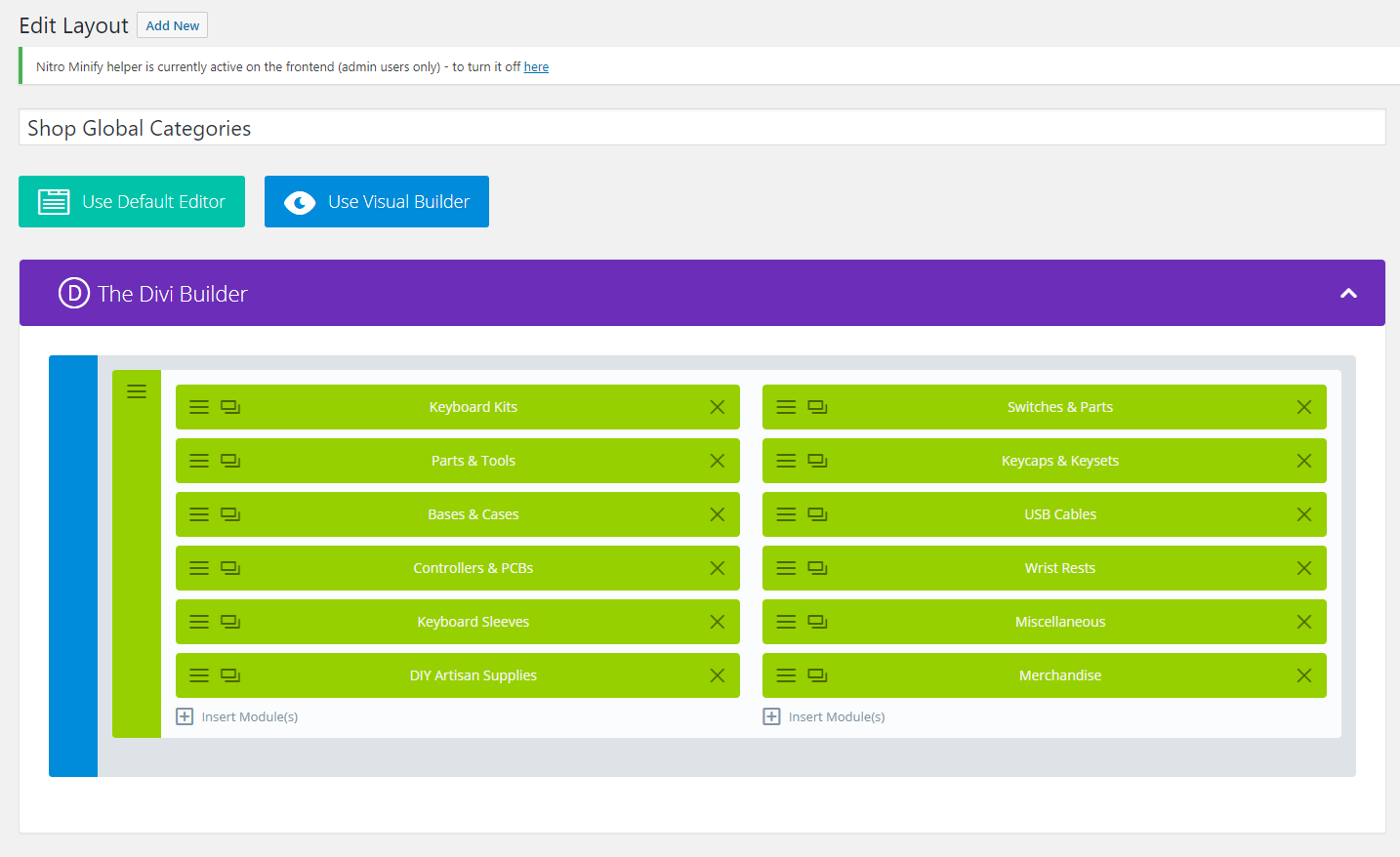 shop categories divi