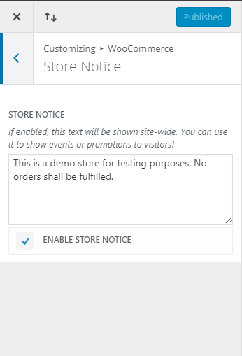 WooCommerce Store Notice